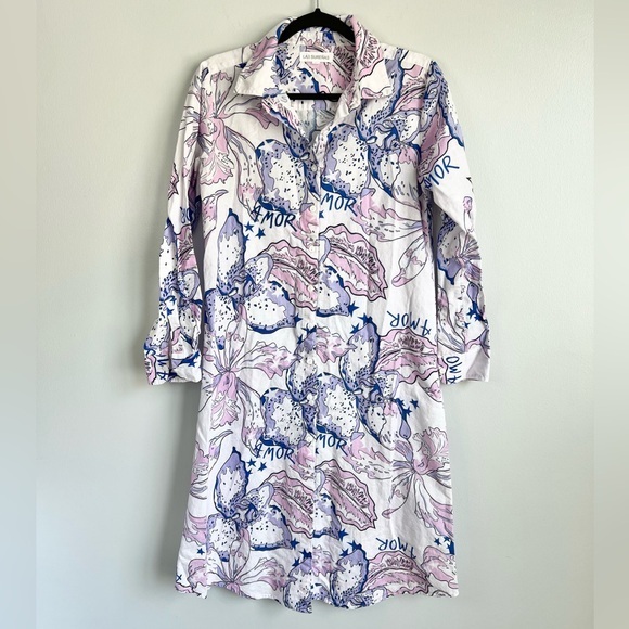 Las Surenas Size M Button Down Long Sleeve Shirt Dress.